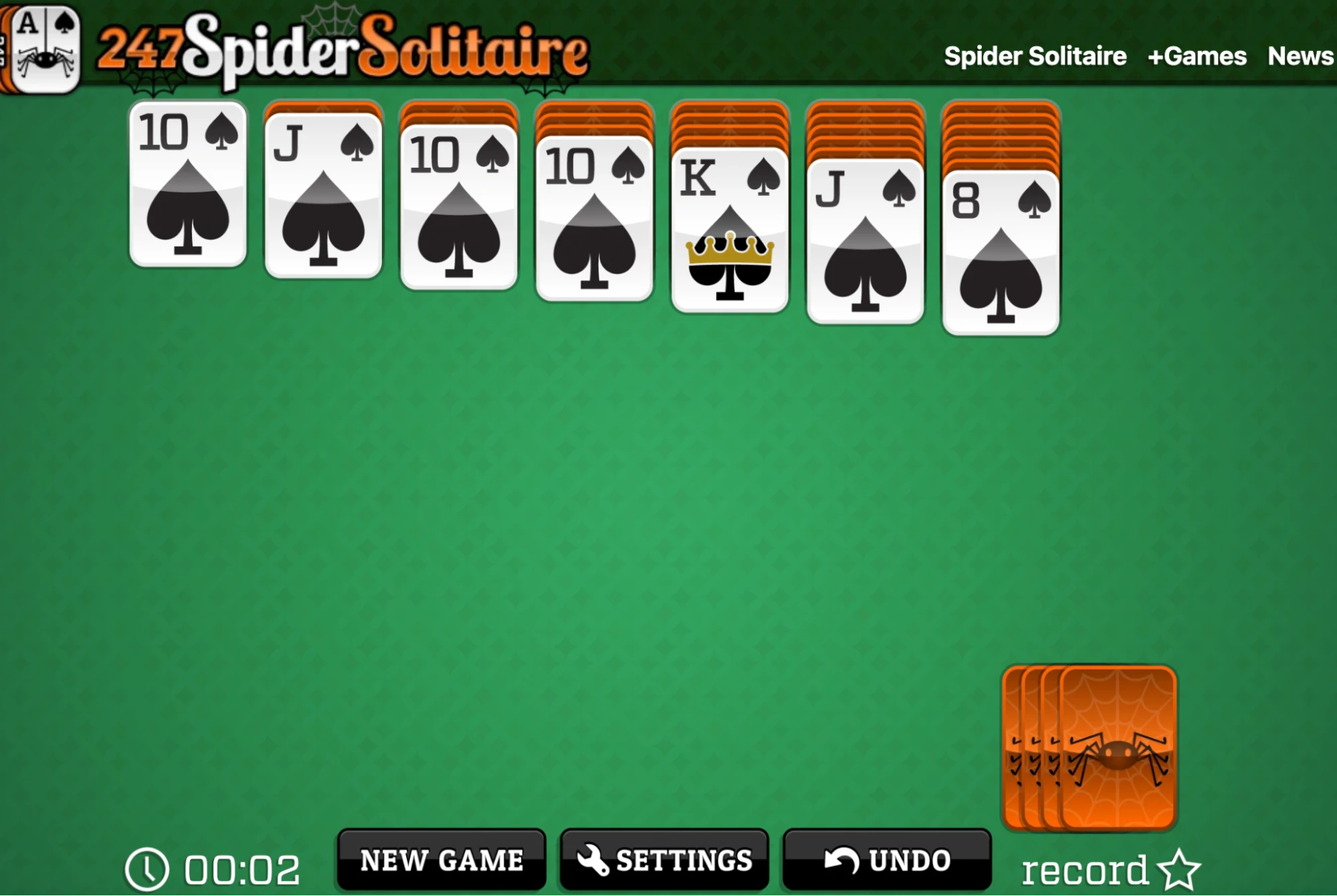 Spider Solitaire Start